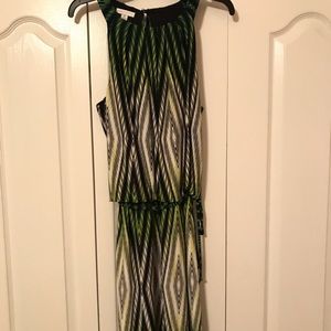 Striking green and black dress